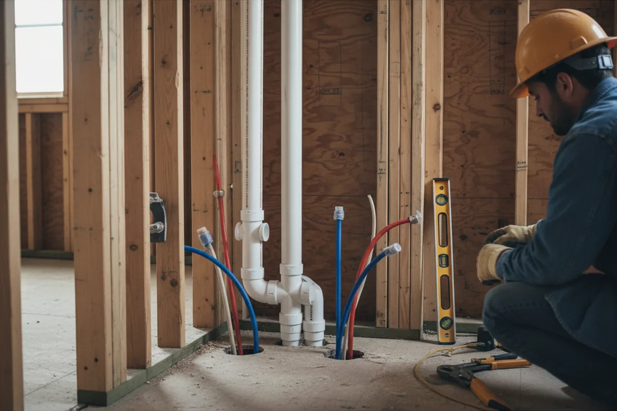 Drain and supply rough-in during Drain Cleaning in Greenwood